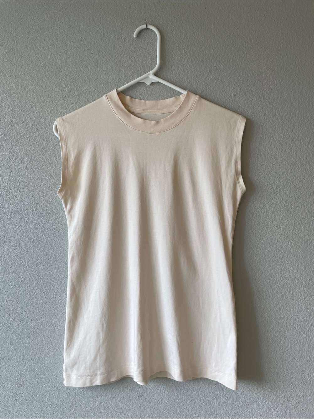 MM.LaFleur 100% Cotton Alina Sleeveless Crewneck Tank Top in Cream size XS